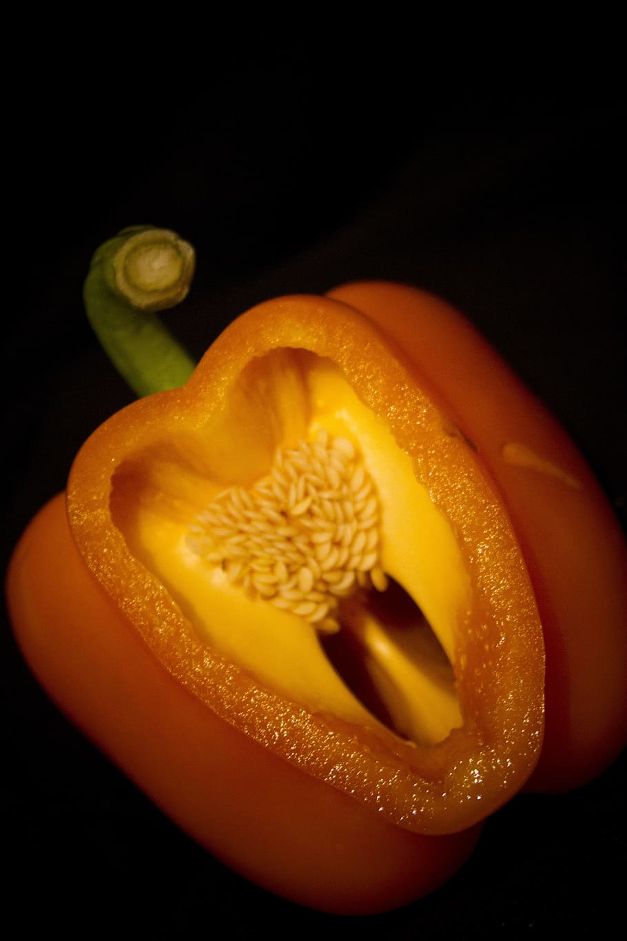Pepper, Heart, Shape, Orange, Vegetable, healthy, fit, love HD wallpaper