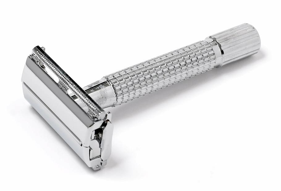 silver razor, chrome, safety, single object, global communications HD wallpaper