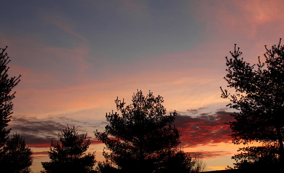 sunrise, fall, landscape, sunlight, outdoor, weather, red, colorful HD wallpaper