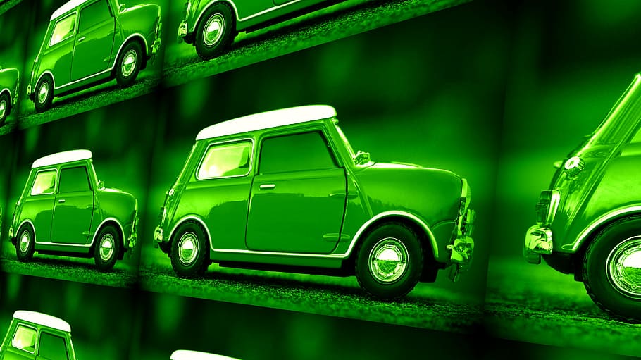 mini, car, motor, vehicle, old cars, automobile, classic, green HD wallpaper
