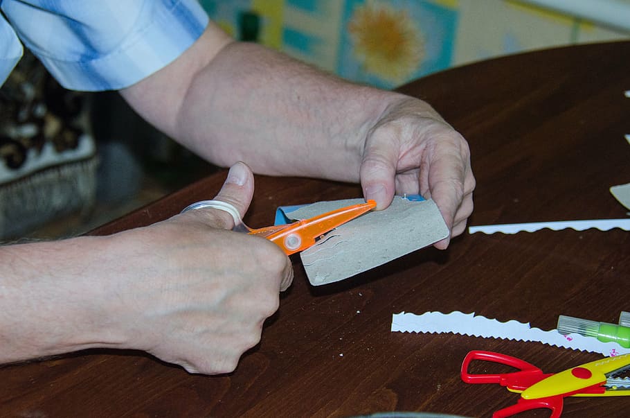 hands, scissors, cut paper, repairing, human Hand, construction Industry HD wallpaper