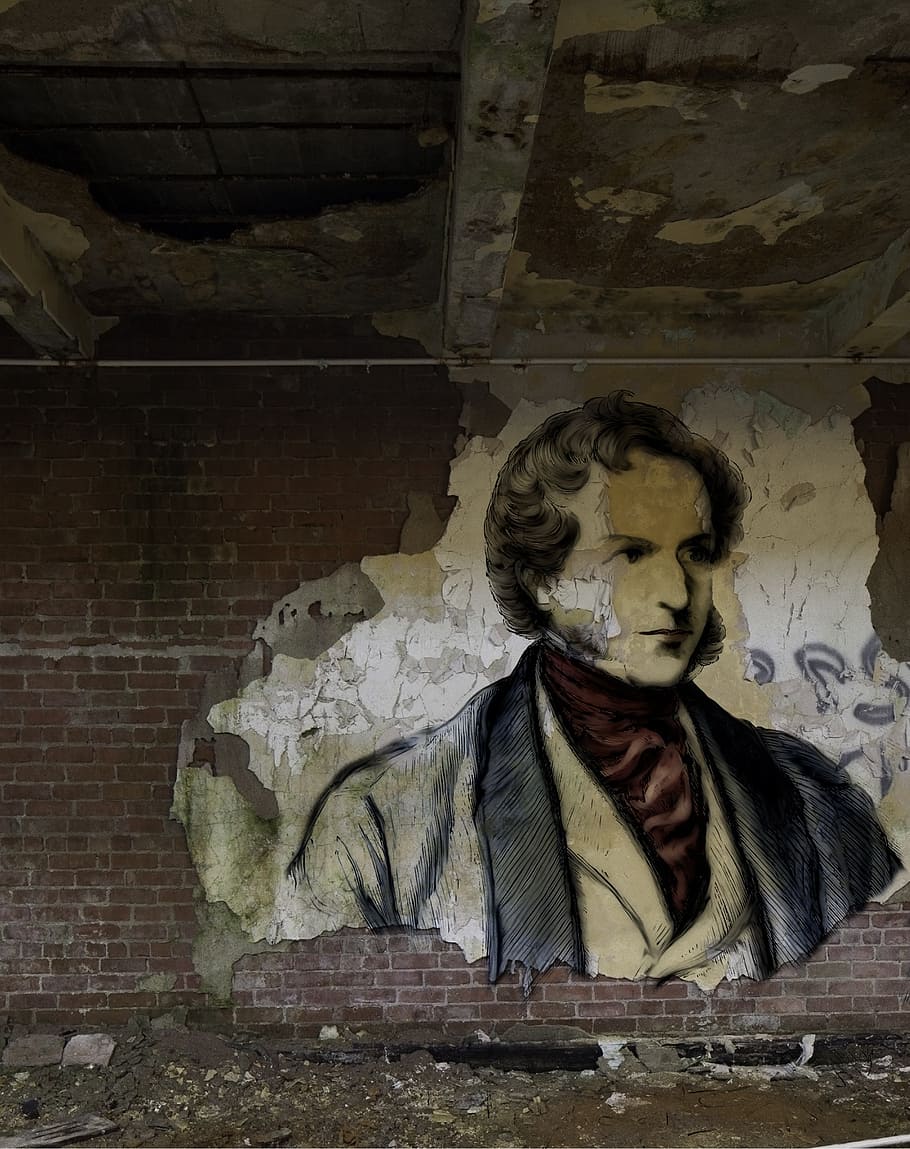 wall graffiti, brick, painted wall, mural, human representation HD wallpaper