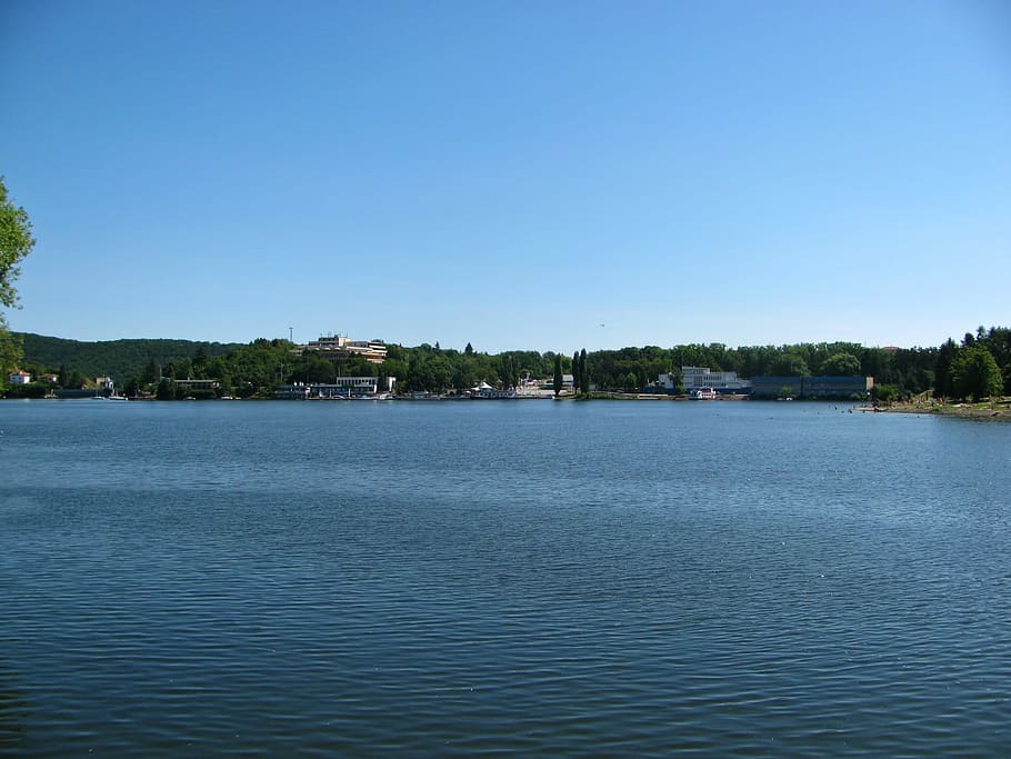 Summer, Lake, Brno, Water, prigl, blue sky, harbour, beach HD wallpaper