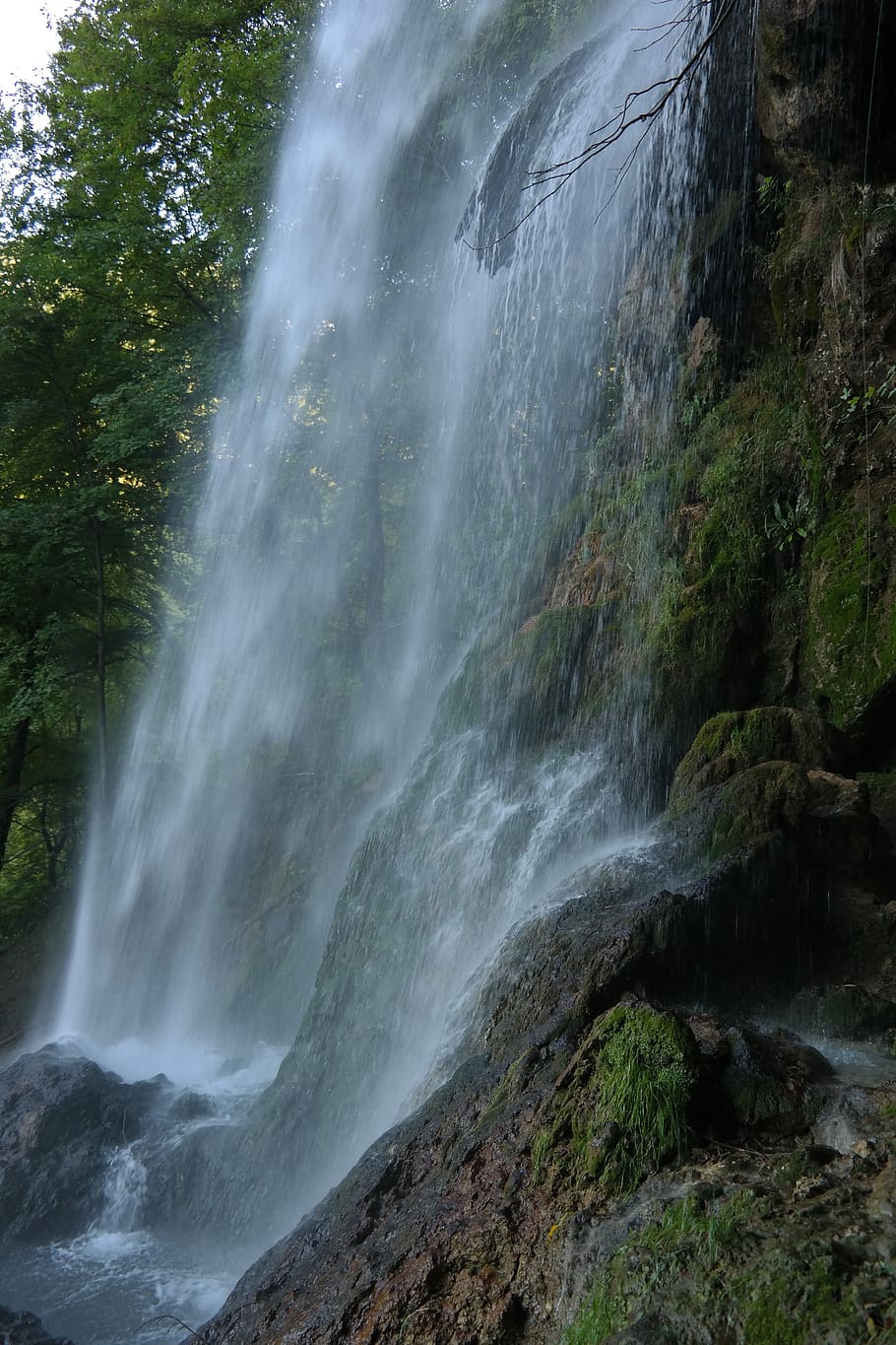 waterfall, urach waterfall, water veil, swabian alb, drizzle, HD wallpaper