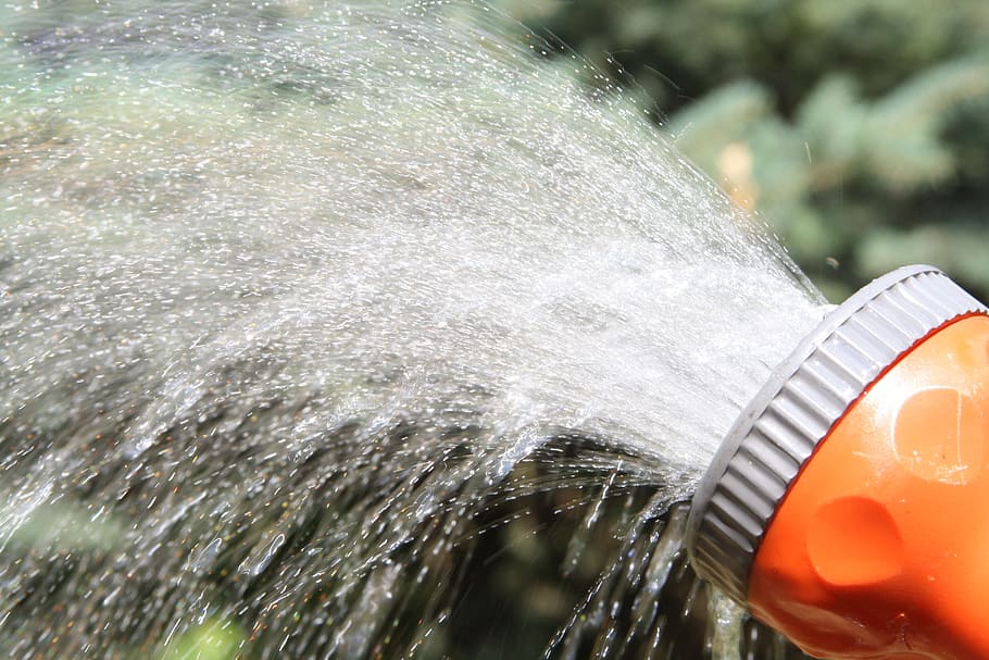 orange and grey water sprinkler, garden, hose, casting, irrigation HD wallpaper