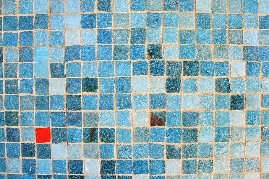 teal and blue geometric surface, wall, mosaic, stones, tiles HD wallpaper