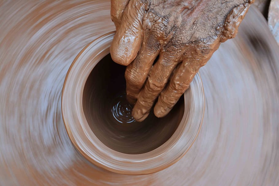person making clay pot, pottery, craft, earthenware, handmade HD wallpaper