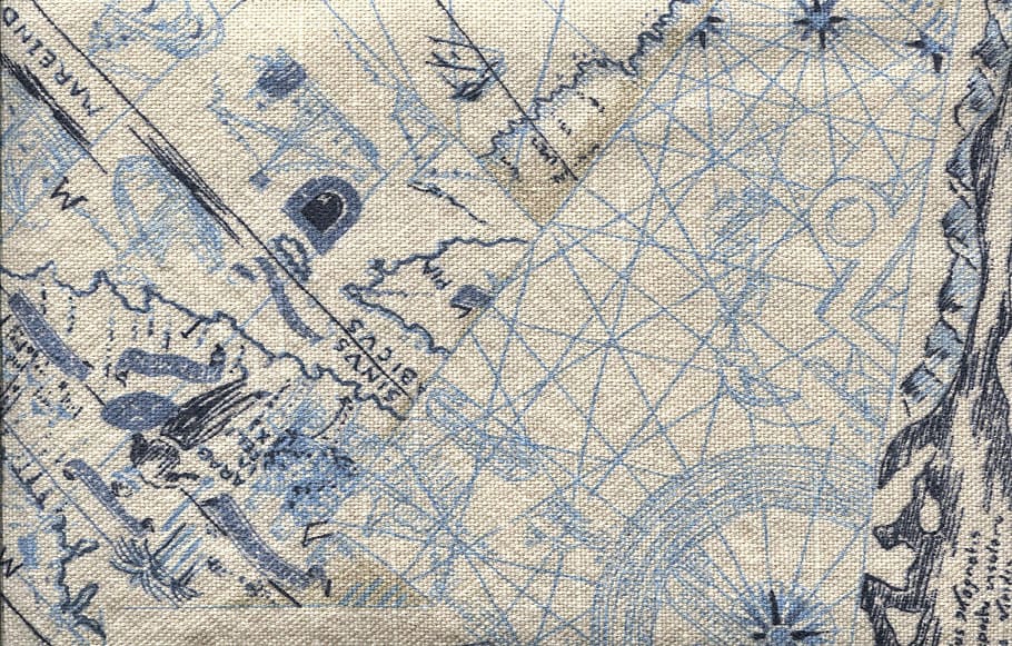 white and blue map, nautical, vintage, fabric, navy, texture, HD wallpaper