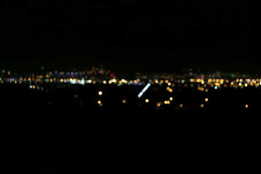untitled, night, city, light, bokeh, yellow, black, illuminated HD wallpaper
