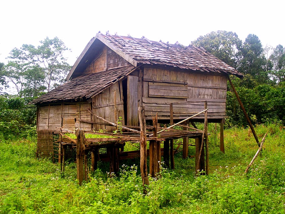 pile dwelling, crannog, stilt houses, hut, cabin, wooden, shack, HD wallpaper