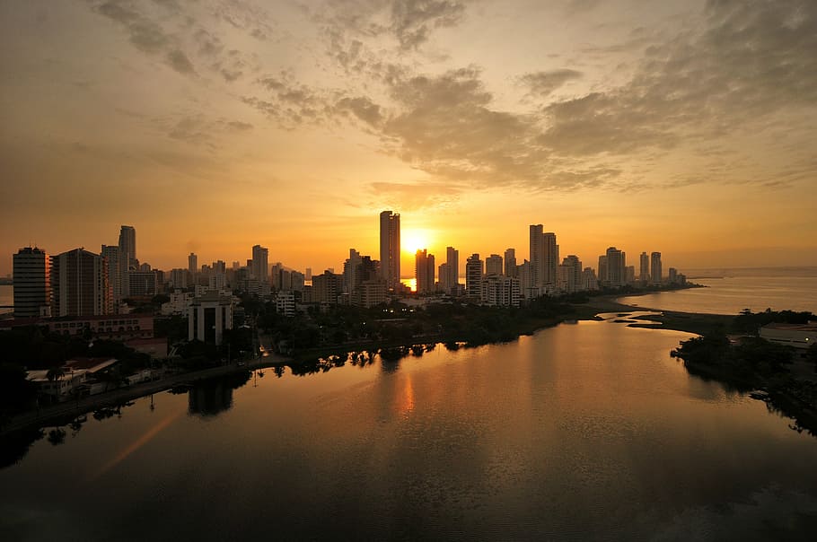 photo of high-rise buildings during golden hour, the lagito, cartagena de indias, HD wallpaper