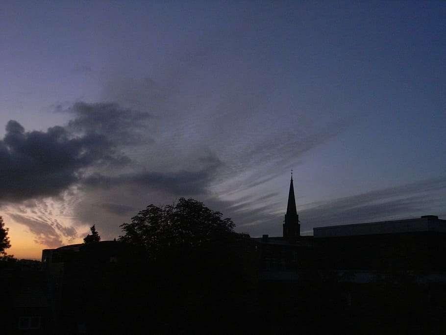Evening, Sunset, Lüneburg, Clouds, evening sky, nicolai church HD wallpaper