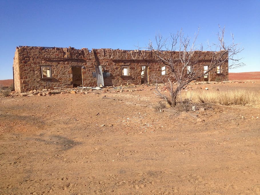 ruin, outback, australia, building, sky, old, stone, house HD wallpaper