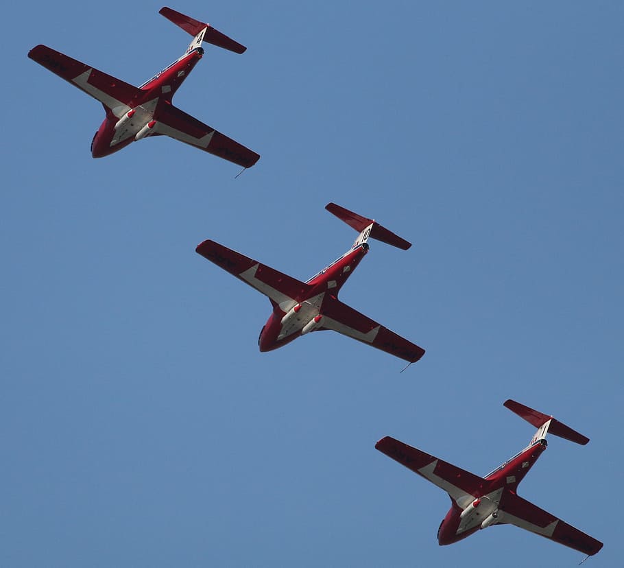 three planes, snowbirds, jets, acrobatics, air, aircraft, airforce HD wallpaper