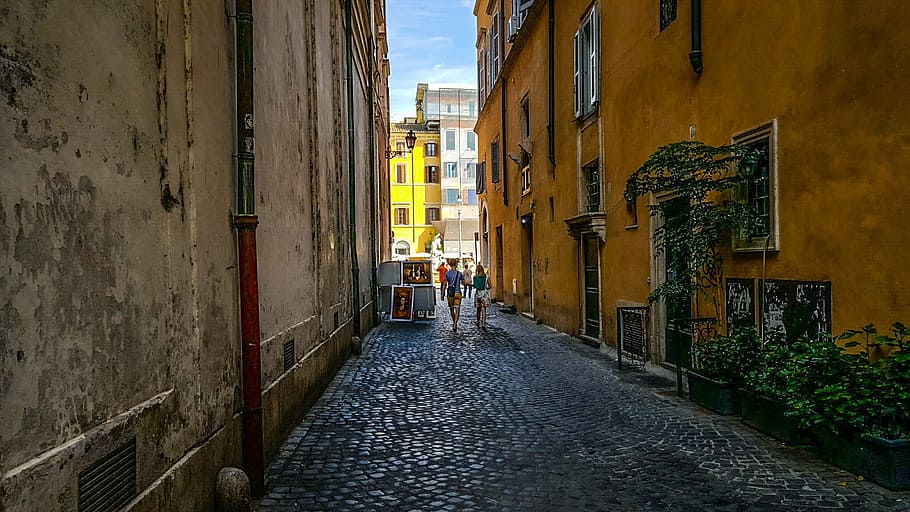 alley road between buildings, Rome, Italy, Roman, Piazza, Navona, HD wallpaper