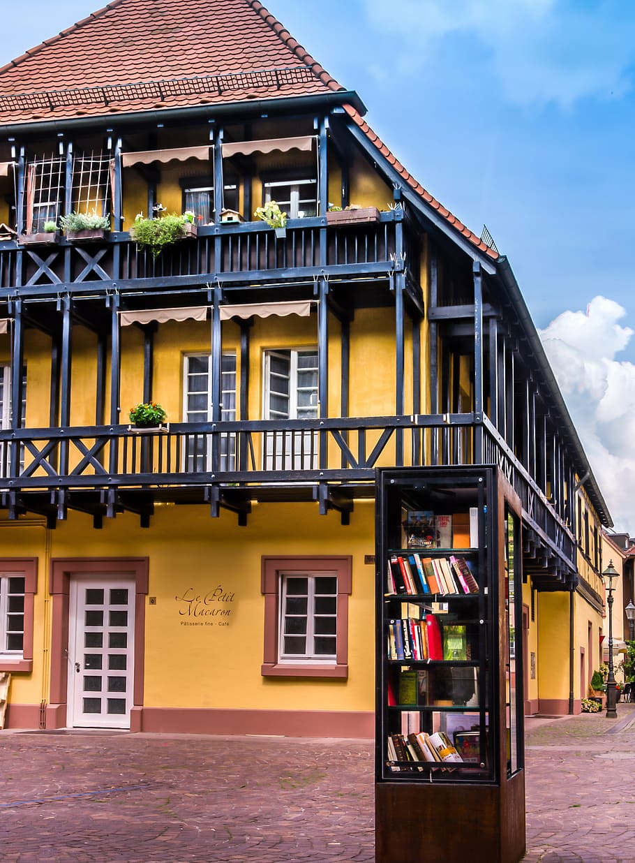 building, home, yellow, architecture, germany, ettlingen, building exterior HD wallpaper