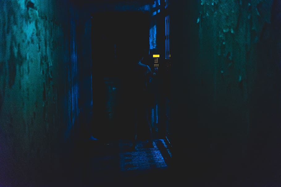 untitled, door, night, dark, alley way, key code, entry code, HD wallpaper