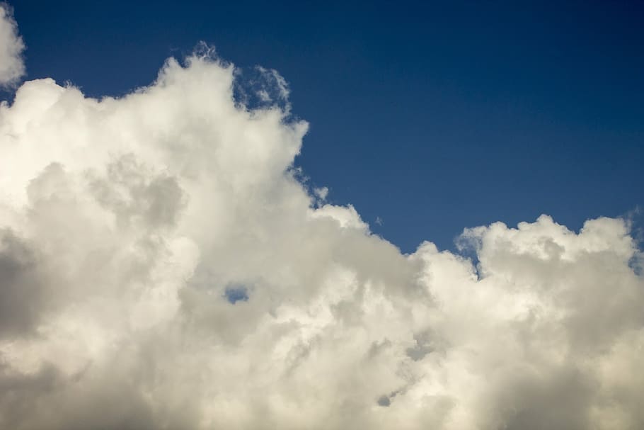 clouds, white, blue, nature, air, cloudy, chance of rain, heaven HD wallpaper