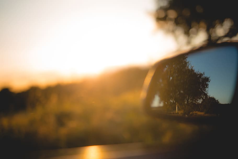 side mirror view of sunset, untitled, car, warm, roadtrip, nature HD wallpaper