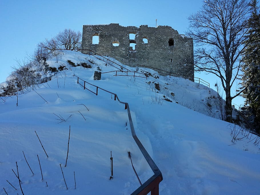 Castle, Snow, Winter Magic, germany, mountains, fortress wall HD wallpaper