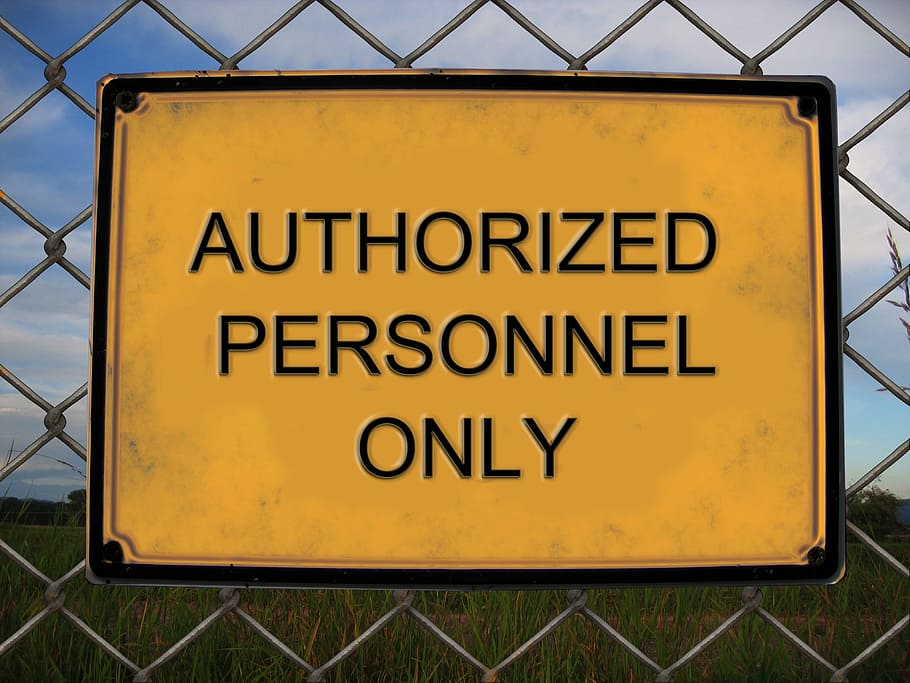 authorized personnel only, Shield, Fence, Wire Mesh, Note, wire mesh fence