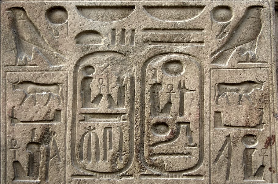 egypt, luxor, hieroglyphs, cartridges, writing, engraving, pierre, HD wallpaper