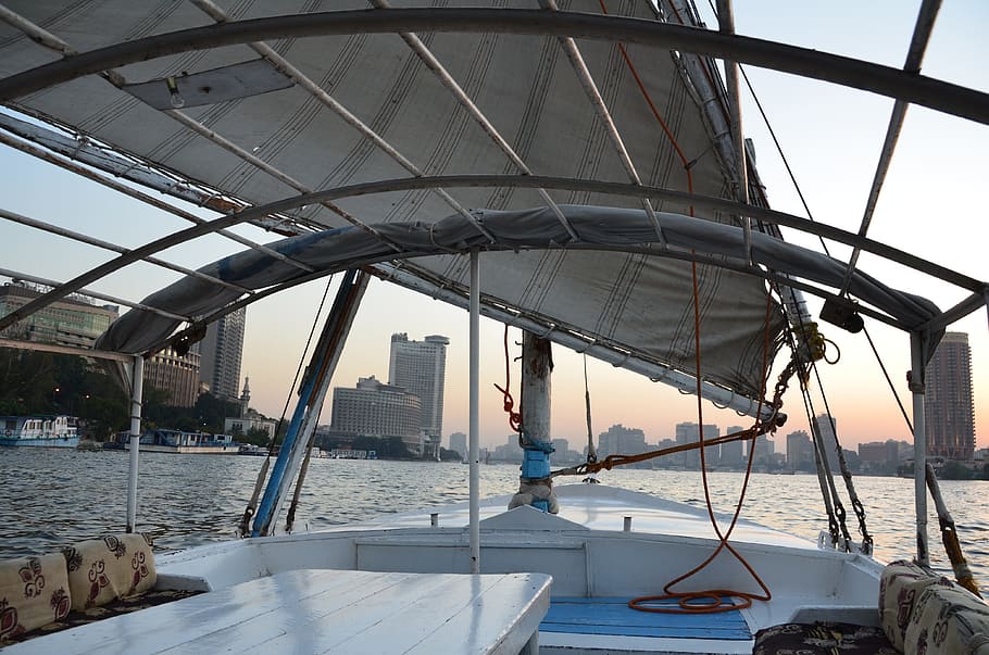 nile river, egypt, sailing, water, architecture, built structure HD wallpaper