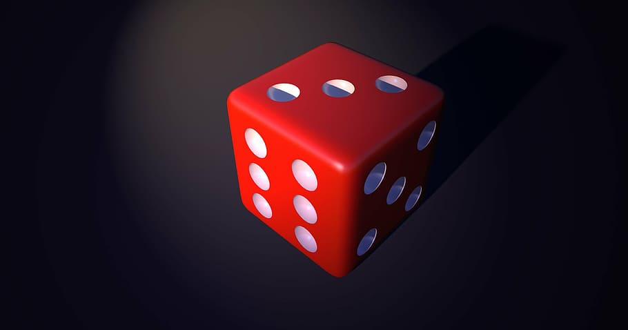 red and white dice, cube, play, random, luck, points, numbers eyes