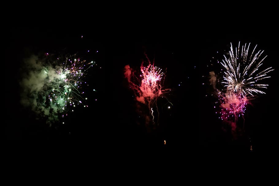 assorted fireworks during daytime, display, still, sparkle, crackle