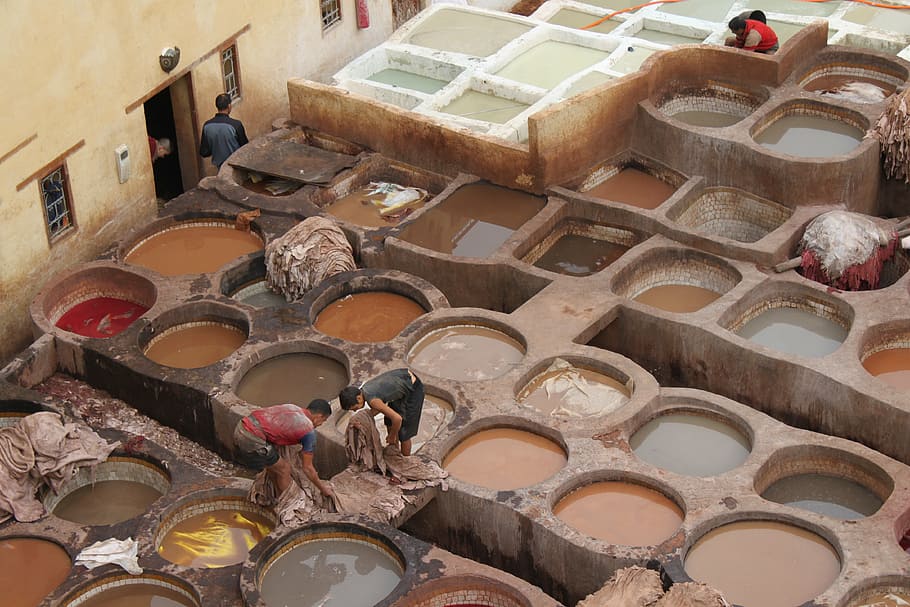 tannery, morocco, skins, indoors, dye, variation, high angle view, HD wallpaper