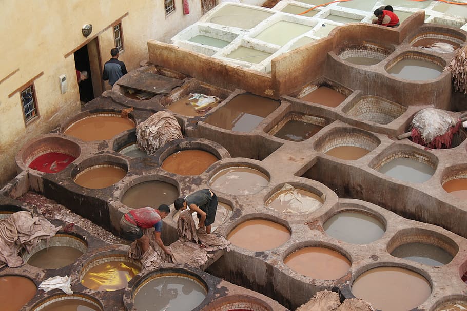 tannery, morocco, skins, indoors, dye, variation, high angle view HD wallpaper
