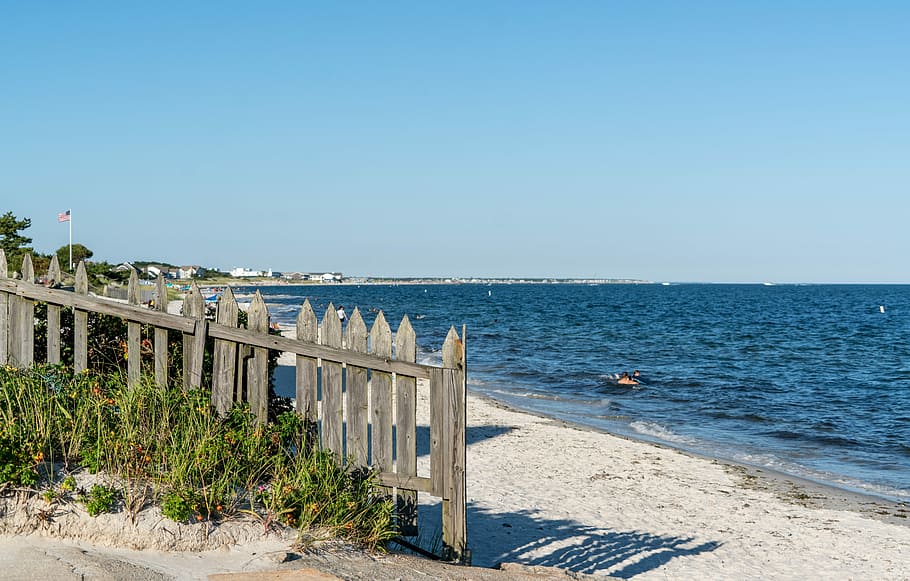 Cape Cod, Yarmouth, Massachusetts, Beach, fence, sand, ocean, HD wallpaper