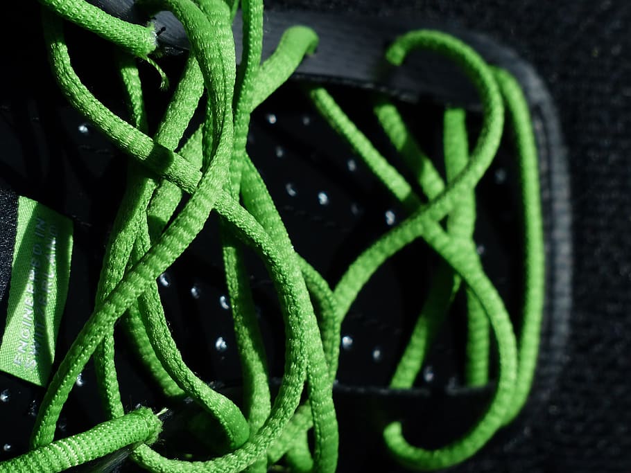 Shoelaces, Lacing, Sports Shoes, green, running shoes, sneakers, HD wallpaper