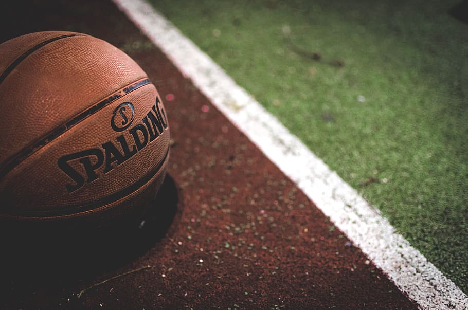 brown Spalding basketball, untitled, Wanna play, court, sport, HD wallpaper