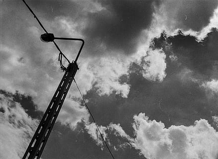 clouds, pylon, black and white, sky, electricity, voltage, cable HD wallpaper