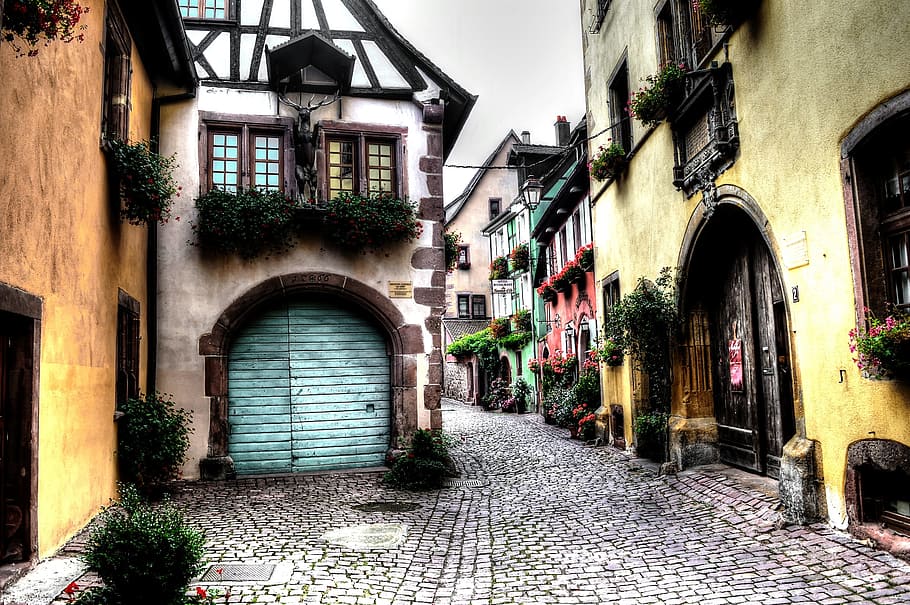 Half-Timbered House, Timber-Framed, french, village, colmar, architecture