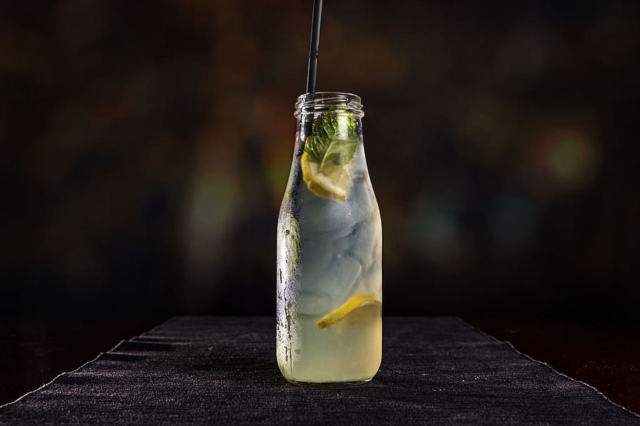 glass, drink, cold, food and drink, table, container, focus on foreground HD wallpaper