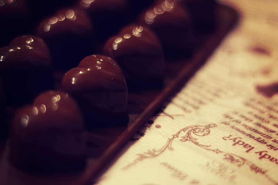 shallow focus of chocolate, close-up, book, food and drink, indoors HD wallpaper