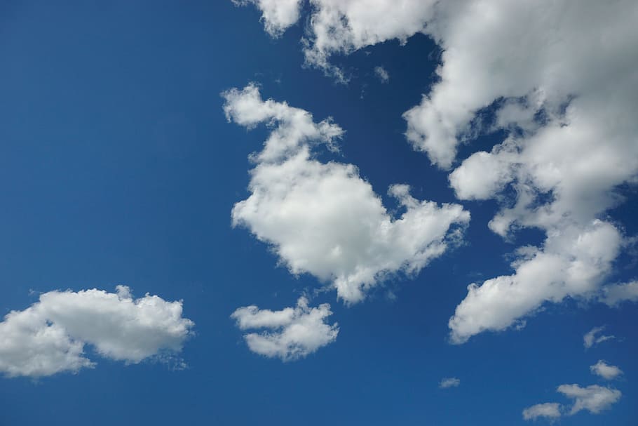 clouds, white, sky, blue sky, glomerulus, sunny day, weather HD wallpaper