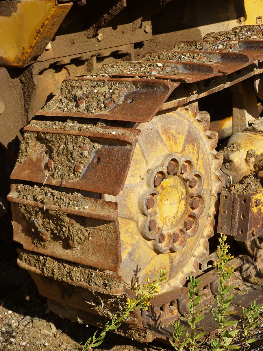 Machinery, Retro, Backhoe, Excavator, caterpillar, old, rusty HD wallpaper