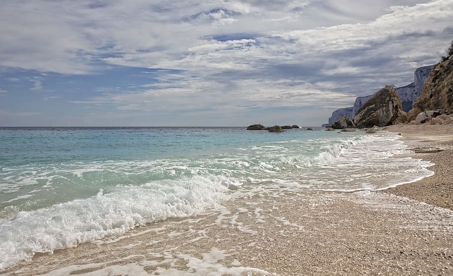 sardinia, beach, water, wave, sea, holiday, italy, mediterranean HD wallpaper