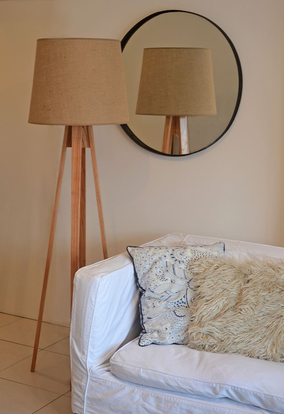 lamp, decoration, light, furniture, indoors, pillow, bed, absence HD wallpaper