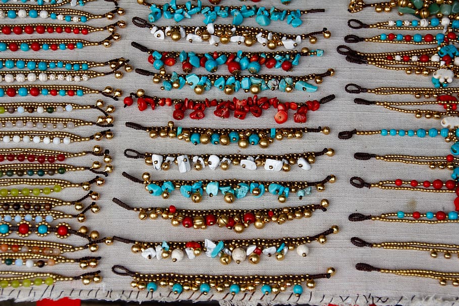 assorted-color bracelet lot, jewellery, chains, necklace, beads