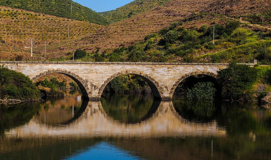 bridge, duero river, landscape, reflection, douro, zamora, spain, HD wallpaper