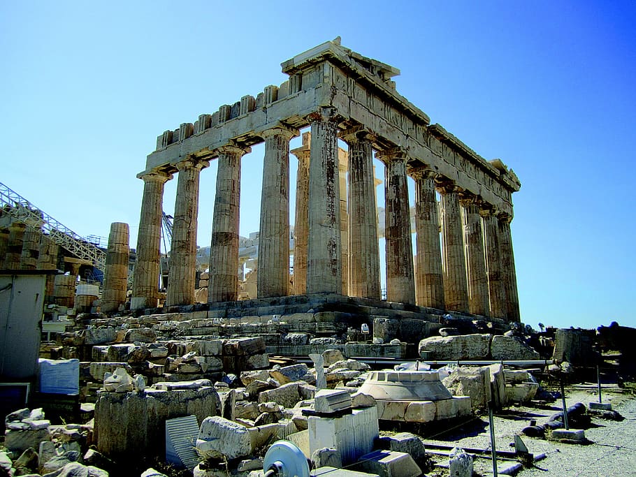 Parthenon, Athens, Greece under blue sky at daytime, acropolis HD wallpaper