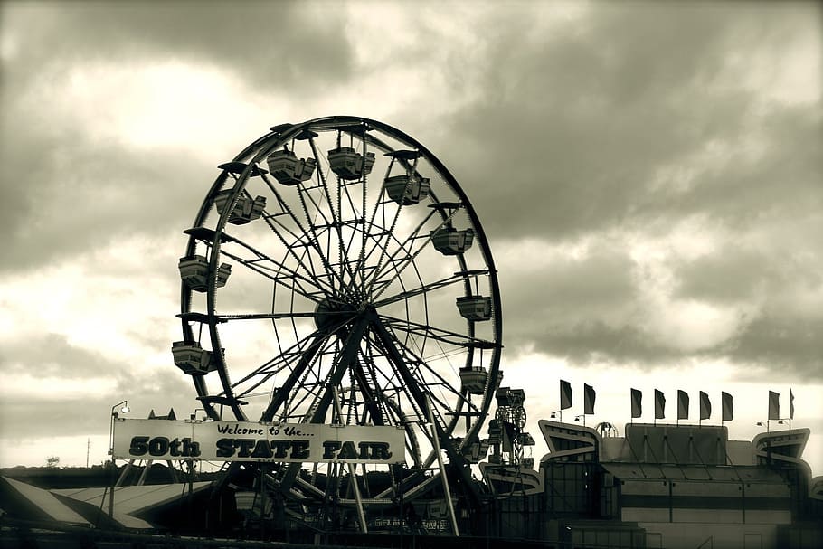 hawaii, state fair, clouds, ferris wheel, ride, attraction HD wallpaper