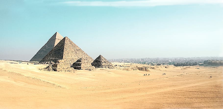 Pyramid of Giza during daytime, Great Pyramid of Sphinx, sand