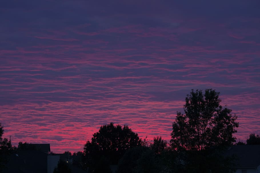 Sunset, Pink, Purple, Dusk, Horizon, sky, blue, evening, clouds HD wallpaper
