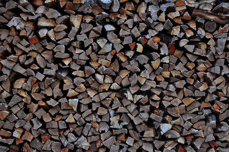 filed gray firewoods, pile of brown and gray firewood, log, texture HD wallpaper