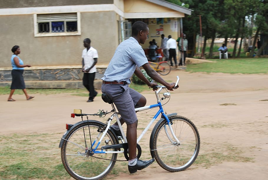 african, uganda, bicycle, riding, full length, transportation HD wallpaper